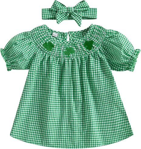 Toddler Girl St Patricks Day Outfit Green Dress Spring Summer Clothes Cute Baby Girl Smocked Outfits in Saudi Arabia