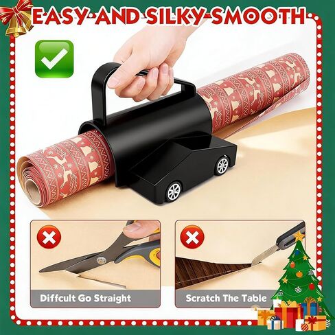 Wrapping Paper Cutter, Paper Cutter Slider Fit for Any Diameter Paper Roll, 3 Replaceable Blade for Smooth Straight Cuts, Gift Wrap Cutter with Handle, Easy Paper Cutting Tool for Holidays Birthday in Saudi Arabia