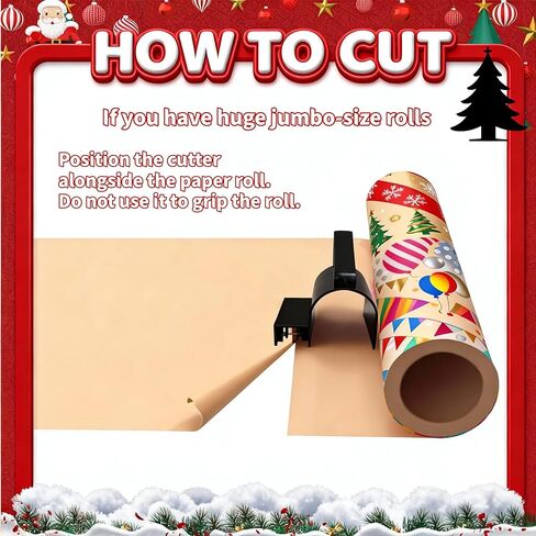 Wrapping Paper Cutter, Paper Cutter Slider Fit for Any Diameter Paper Roll, 3 Replaceable Blade for Smooth Straight Cuts, Gift Wrap Cutter with Handle, Easy Paper Cutting Tool for Holidays Birthday in Saudi Arabia