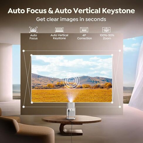 Smart Projector [Built-in Apps/4K Support/2026 Upgraded] with WiFi and Bluetooth, Native 1080P Outdoor Movie Projector, Auto Focus, Dolby Audio, TOPTRO Mini Portable Proyector w/ YouTube/Prime Video in Saudi Arabia