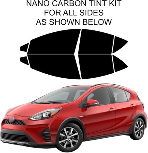 Nano Carbon Window Tint Professionally Cut for Toyota Prius C 4 Door Hatch 2012-2019 All Side Windows Blocks 99% UV Rays, Professional Grade Carbon Film 8 pcs Set (20% All) in Kuwait