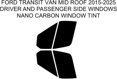 مجموعة ألوان مسبقة القطع من فيلم كربون نانو لسيارة Ford Transit Van 150 Mid Roof 2015-2025 للسائق والركاب التي تعمل بنظام Windows مقطوعة حسب الطلب لتناسب نوافذك.. (50% الكل) in Kuwait