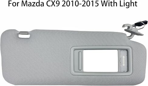 Sun Visor Pair Compatible with 2010-2015 Mazda CX-9 (Illuminated) - Driver & Passenger Side Replacement Kit w/Clips, Screws, Manual- Replaces TD11-69-320C-75(Color Gray) in Kuwait