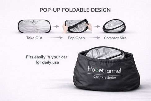 Car Windshield Sun Shade, Helps Keep Your Car Cooler, Blocks Heat & UV Rays, 64 x 32 in Front Windshield Sunshade with Mirror Opening, Thickened 240T Reflective Fabric, Fits SUVs Trucks in Kuwait