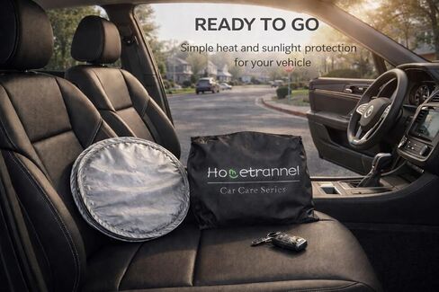 Car Windshield Sun Shade, Helps Keep Your Car Cooler, Blocks Heat & UV Rays, 64 x 32 in Front Windshield Sunshade with Mirror Opening, Thickened 240T Reflective Fabric, Fits SUVs Trucks in Kuwait
