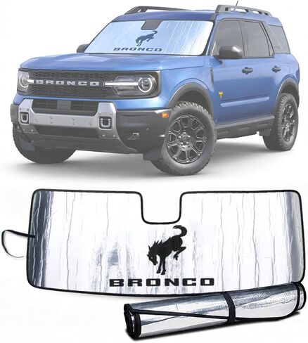 Custom Fit Windshield Sunshade Compatible with 2021-2025 Ford Bronco 6th Gen - Accordion Folding Sunshield, Official Logo, Heat & UV Protection in Saudi Arabia