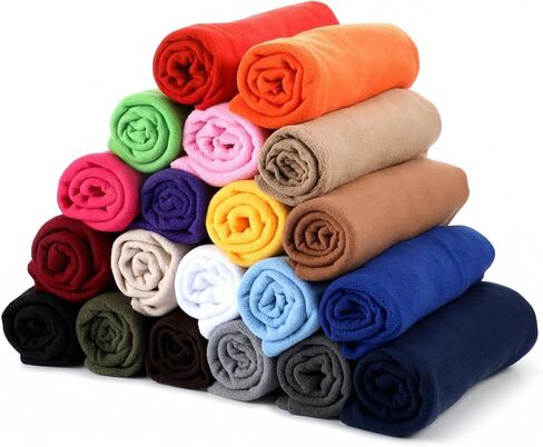 20 Pcs Knitted Polar Fleece Fabric 20 x 20 Inch Solid Color Anti Pill Plush Fabric, Patchwork Polyester Fleece Cloth for Blanket, Sewing, Clothes, DIY Crafts in Kuwait