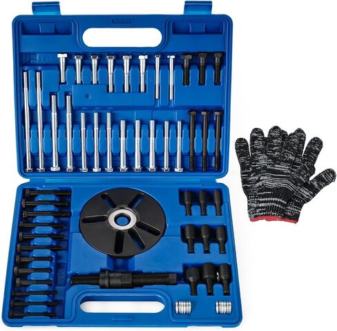 59 Pcs Harmonic Balancer Puller & Installer Set, Flywheel Remover, Crankshaft Pulley Removal & Steering Wheel Pulling Tool Kit, Compatible with Buick Regal Lacrosse GL8 in Saudi Arabia