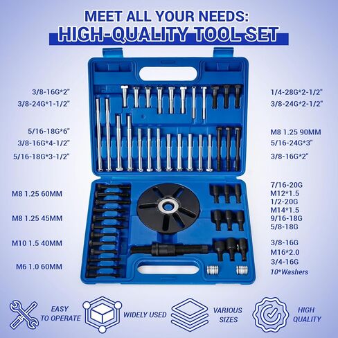 59 Pcs Harmonic Balancer Puller & Installer Set, Flywheel Remover, Crankshaft Pulley Removal & Steering Wheel Pulling Tool Kit, Compatible with Buick Regal Lacrosse GL8 in Saudi Arabia