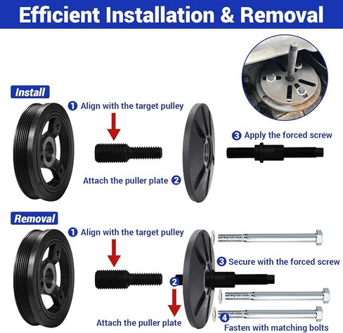 59 Pcs Harmonic Balancer Puller & Installer Set, Flywheel Remover, Crankshaft Pulley Removal & Steering Wheel Pulling Tool Kit, Compatible with Buick Regal Lacrosse GL8 in Saudi Arabia