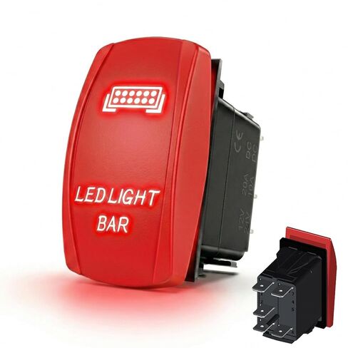 مفتاح ضوء LED الروك 5Pin ليزر تشغيل/إيقاف ضوء LED 20A/12V 10A/24V مفتاح تبديل متوافق مع Polaris RZR Can-Am Jeep Boat ATVs UTVs Cars Trucks RVs، مفتاح شريط الضوء الأزرق in Kuwait