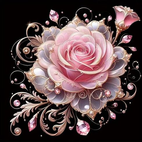 OJTOYART Vase Pink Flowers Diamond Art Kits for Adults,5D Diamond Painting Kits for Beginner,Full Drill Round Paint by Diamonds,DIY Diamond Dots with Gem Art Craft Home Decor 12 X 16Inch in Saudi Arabia