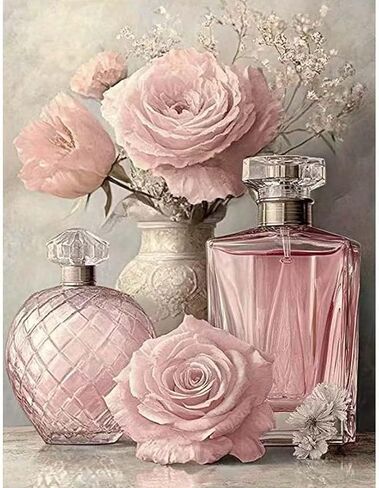 OJTOYART Vase Pink Flowers Diamond Art Kits for Adults,5D Diamond Painting Kits for Beginner,Full Drill Round Paint by Diamonds,DIY Diamond Dots with Gem Art Craft Home Decor 12 X 16Inch in Kuwait