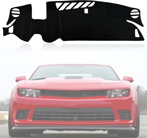 غطاء لوحة القيادة لوحة حصيرة متوافقة مع Chevy شيفروليه كامارو 2016 2017 2018 2019 2020 2021 2022 2023 2024 (مع HUD) واقي غطاء لوحة القيادة (زخرفة سوداء) in Kuwait