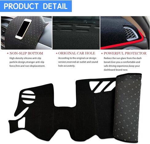غطاء لوحة القيادة لوحة حصيرة متوافقة مع Chevy شيفروليه كامارو 2016 2017 2018 2019 2020 2021 2022 2023 2024 (مع HUD) واقي غطاء لوحة القيادة (زخرفة سوداء) in Kuwait