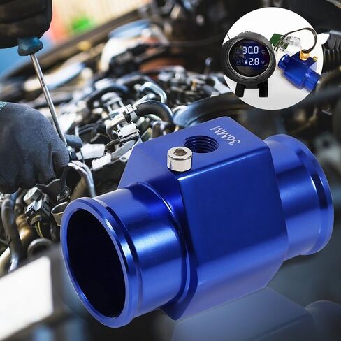 Alomejor Blue Water Temperature Joint Pipe Adapter, Aluminum Alloy, Inline Use with 1/8 NPT Sensor, Fits 36mm I.D. Hose for Vehicle Temperature Measurement in Saudi Arabia