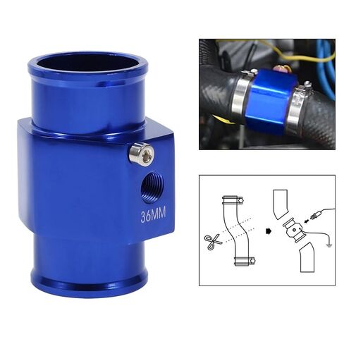 Alomejor Blue Water Temperature Joint Pipe Adapter, Aluminum Alloy, Inline Use with 1/8 NPT Sensor, Fits 36mm I.D. Hose for Vehicle Temperature Measurement in Saudi Arabia