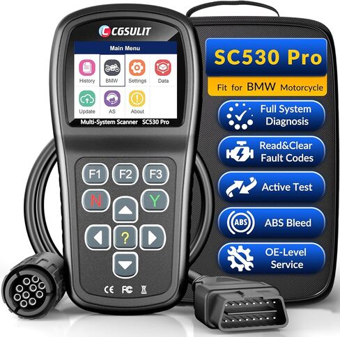 OBD2 Diagnostic Tool for BMW Motorcycles, SC530 Pro Full System Diagnosis Code Reader with Active Tests, Reset & Service Functions (ABS Bleed, ASC, RDC, Throttle, Injector, Transmission & More) in Saudi Arabia