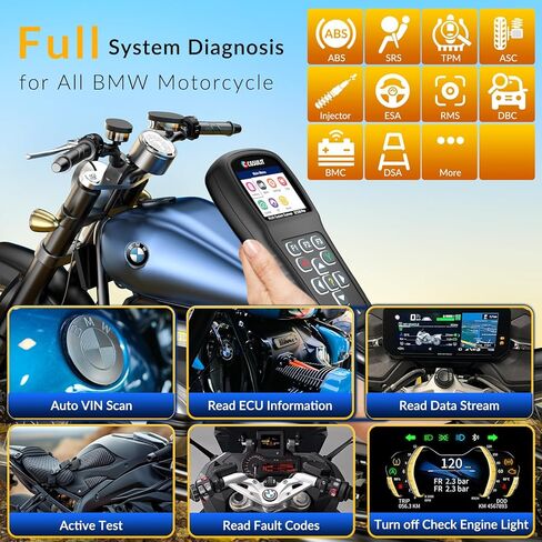 OBD2 Diagnostic Tool for BMW Motorcycles, SC530 Pro Full System Diagnosis Code Reader with Active Tests, Reset & Service Functions (ABS Bleed, ASC, RDC, Throttle, Injector, Transmission & More) in Saudi Arabia