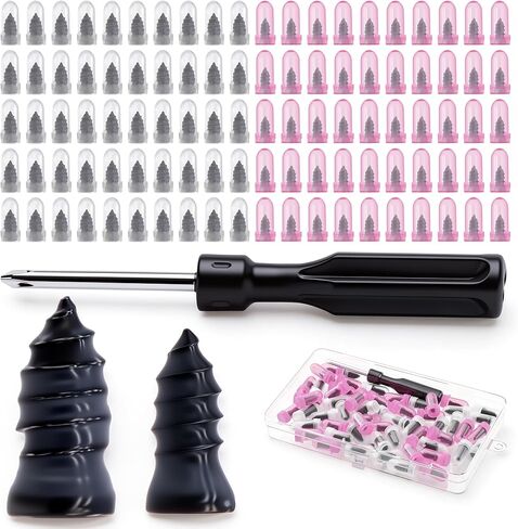 61PCS Tire Repair Rubber Nail - Vacuum Tire Repair Kits with Spiral Rubber Nails & Fast Tool for Self-Service Puncture Repair, Fits Car, Motorcycle, Truck, Tractor in Kuwait