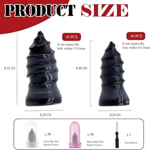 61PCS Tire Repair Rubber Nail - Vacuum Tire Repair Kits with Spiral Rubber Nails & Fast Tool for Self-Service Puncture Repair, Fits Car, Motorcycle, Truck, Tractor in Kuwait
