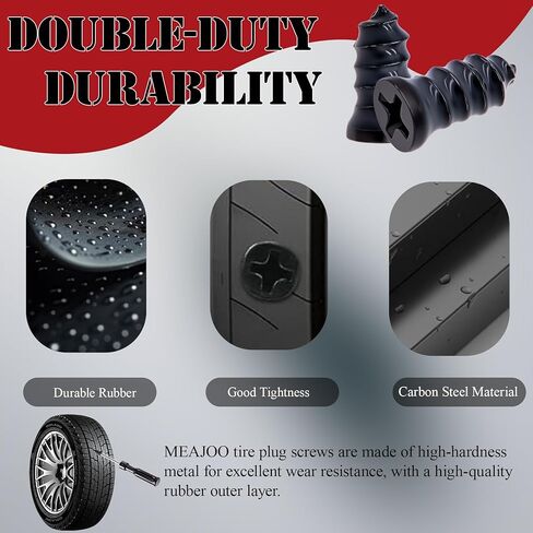 61PCS Tire Repair Rubber Nail - Vacuum Tire Repair Kits with Spiral Rubber Nails & Fast Tool for Self-Service Puncture Repair, Fits Car, Motorcycle, Truck, Tractor in Kuwait