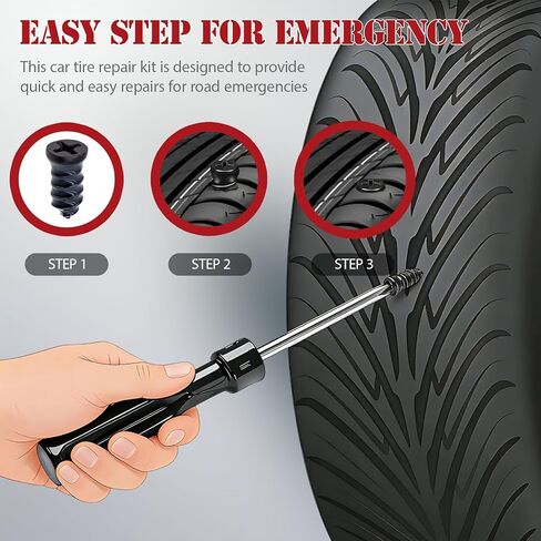 61PCS Tire Repair Rubber Nail - Vacuum Tire Repair Kits with Spiral Rubber Nails & Fast Tool for Self-Service Puncture Repair, Fits Car, Motorcycle, Truck, Tractor in Kuwait