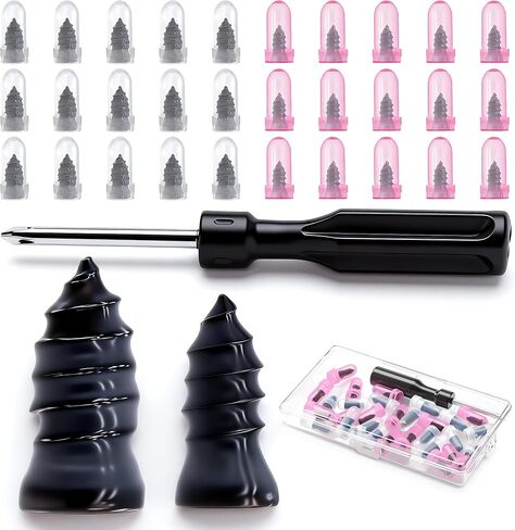 61PCS Tire Repair Rubber Nail - Vacuum Tire Repair Kits with Spiral Rubber Nails & Fast Tool for Self-Service Puncture Repair, Fits Car, Motorcycle, Truck, Tractor in Kuwait