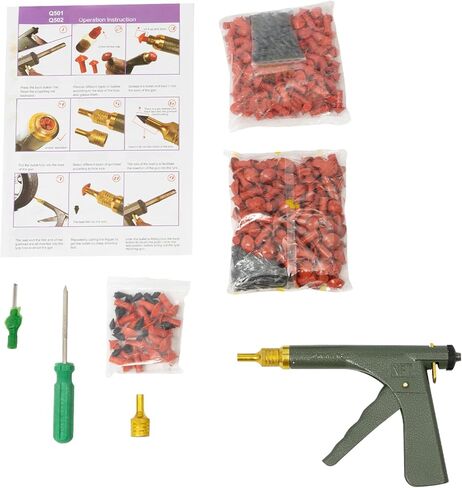 Portable Tire Repair Gun, Puncture Fix Tool Sealing Applicator Inflator Kit Plug Patch Device, Mushroom Head Bullet Insertion Equipment for Car Motorcycle Tubeless Tire Quick Repair in Saudi Arabia