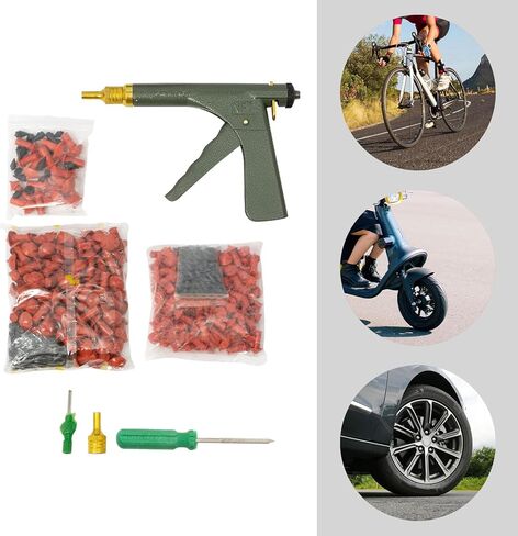 Portable Tire Repair Gun, Puncture Fix Tool Sealing Applicator Inflator Kit Plug Patch Device, Mushroom Head Bullet Insertion Equipment for Car Motorcycle Tubeless Tire Quick Repair in Saudi Arabia