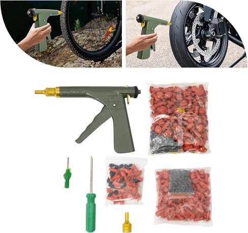 Portable Tire Repair Gun, Puncture Fix Tool Sealing Applicator Inflator Kit Plug Patch Device, Mushroom Head Bullet Insertion Equipment for Car Motorcycle Tubeless Tire Quick Repair in Saudi Arabia