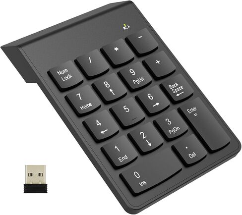 Bluetooth + Wired Dual-Mode Numeric Keypad Rechargeable Wireless Numpad, 10 Key Number Pad for Laptops, Desktop, Computers, Compatible with MacBook Air/Pro iPads, Matebook, EliteBook, Notebook in Saudi Arabia