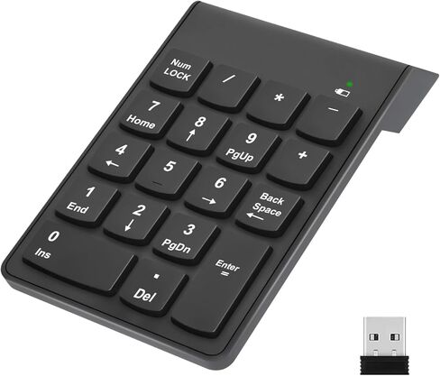 Bluetooth + Wired Dual-Mode Numeric Keypad Rechargeable Wireless Numpad, 10 Key Number Pad for Laptops, Desktop, Computers, Compatible with MacBook Air/Pro iPads, Matebook, EliteBook, Notebook in Saudi Arabia