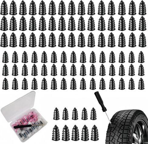100 Pcs Tire Repair Rubber Nails Kit,Rubber Screws Fast Tool Self-Service Suitable for Car Motorcycle Jeep Tire Puncture Repair,with Box and Screwdriver in Saudi Arabia
