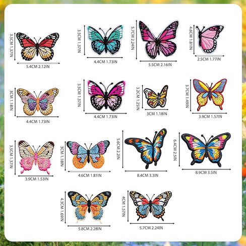 16PCS Applique Patches, Butterfly Iron On Patches for Clothes,Embroidered Patches for Garment Decoration, Colorful Embroidery Patches for DIY Craft Projects and Clothing Repair in Saudi Arabia