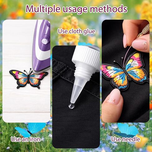 16PCS Applique Patches, Butterfly Iron On Patches for Clothes,Embroidered Patches for Garment Decoration, Colorful Embroidery Patches for DIY Craft Projects and Clothing Repair in Saudi Arabia
