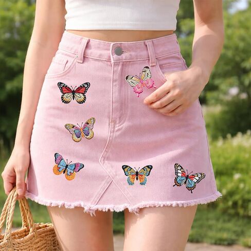 16PCS Applique Patches, Butterfly Iron On Patches for Clothes,Embroidered Patches for Garment Decoration, Colorful Embroidery Patches for DIY Craft Projects and Clothing Repair in Saudi Arabia