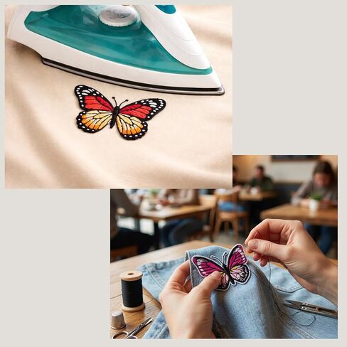 16PCS Applique Patches, Butterfly Iron On Patches for Clothes,Embroidered Patches for Garment Decoration, Colorful Embroidery Patches for DIY Craft Projects and Clothing Repair in Saudi Arabia