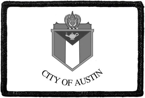 Austin City Flag - Black and White Morale Patch | Hook and Loop Attach for Hats, Jeans, Vest, Coat | 2x3 in | by Pull Patch in Kuwait