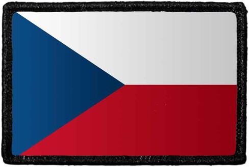 Czech Republic Flag - Color | Hook and Loop Attach for Hats, Jeans, Vest, Coat | 2x3 in | by Pull Patch in Kuwait