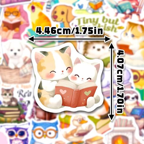 200 Pcs Animal Bookish Stickers, 100 Unique Designs Animal Reading Sticker Pack for Journals, Laptops, Library Decor, Waterproof Vinyl Decals, Gifts for Book Lovers in Saudi Arabia