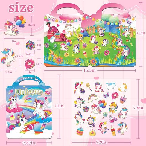 Kalysky 6 Set Puffy Reusable Sticker Books for Kids 2-4,3D Sticker Books for Toddlers 1-3,Travel Activity Books 6 Themes Princess+Unicorn+Mermaid+Ballet+Fairy+Fashion Girl Stickers for Girls in Kuwait