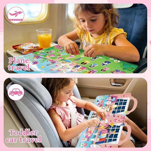 Kalysky 6 Set Puffy Reusable Sticker Books for Kids 2-4,3D Sticker Books for Toddlers 1-3,Travel Activity Books 6 Themes Princess+Unicorn+Mermaid+Ballet+Fairy+Fashion Girl Stickers for Girls in Kuwait