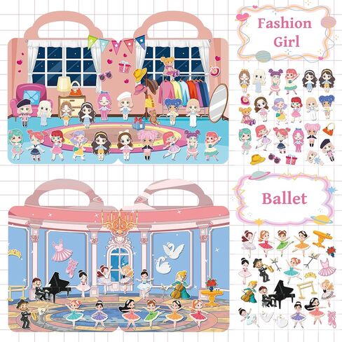 Kalysky 6 Set Puffy Reusable Sticker Books for Kids 2-4,3D Sticker Books for Toddlers 1-3,Travel Activity Books 6 Themes Princess+Unicorn+Mermaid+Ballet+Fairy+Fashion Girl Stickers for Girls in Kuwait