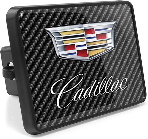 صورة iPick للوحة معدنية بمظهر ألياف الكربون ذات رسومات UV من Cadillac على بلاستيك ABS 2 غطاء وصلة - مرخص رسميًا in Kuwait