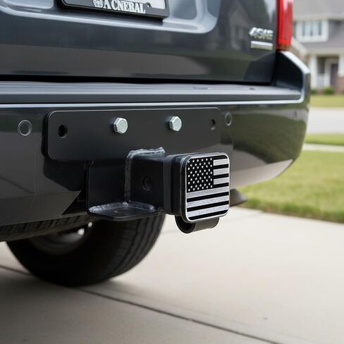 American Flag Trailer Hitch Cover (1-Pack) & 4-Pack Valve Stem Caps – Durable 2-Inch Hitch Receiver Plug and Tire Valve Covers for Cars, SUVs, Pickup Trucks, Patriotic Auto Accessories in Saudi Arabia