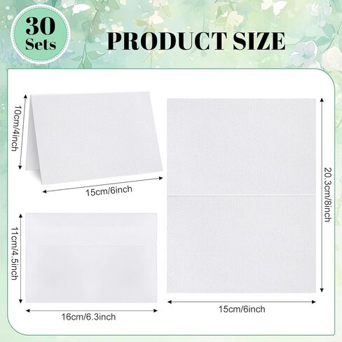 AZUREAL 30 Sets Watercolor Cards with Envelopes, 300 GSM Acid-Free Watercolor Paper Cards, Foldable Blank Watercolor Cards with Envelopes for Wedding, Invitations, Thank You Notes, DIY Projects in Saudi Arabia