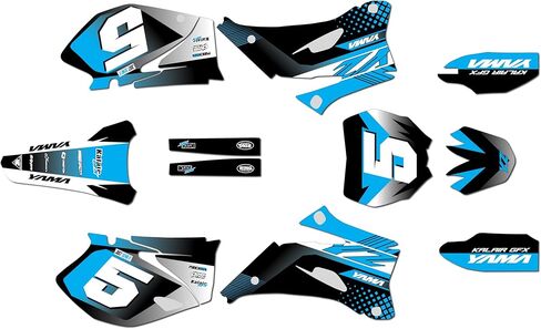 مجموعة رسومات لـ Yamaha YZ250F & YZ450F (2006-2009) Turbo Series Blue 9 Mil - Easy Go - ملصق دراجة نارية للدراجة الترابية، ملصق سباق الدراجات النارية ملحقات موتوكروس بدون بلاستيك in Kuwait