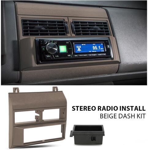 CHEDA Single Din Dash Kit بيج مع جيب تخزين متوافق مع 1992-1994 Chevy GMC Crew Cab Dual Blazer/Fit 1988-1994 GMC Sierra Pickup/Fit 1992-1994 Chevy GMC سوبربان يوكون in Kuwait