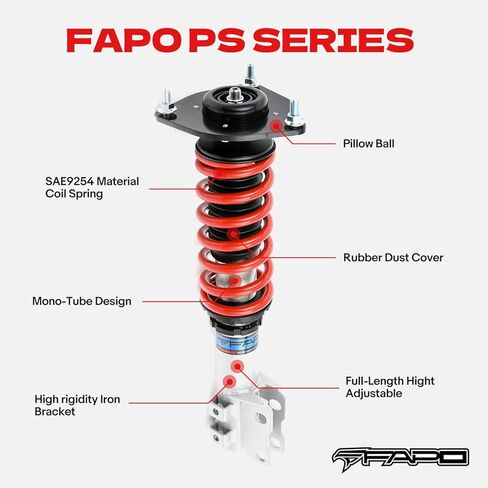 FAPO Adjustable Height Coilover for Hyundai Veloster 1st Gen FS 2011-2018 Mono-Tube Shock Suspension Strut Lowering Kit in Kuwait